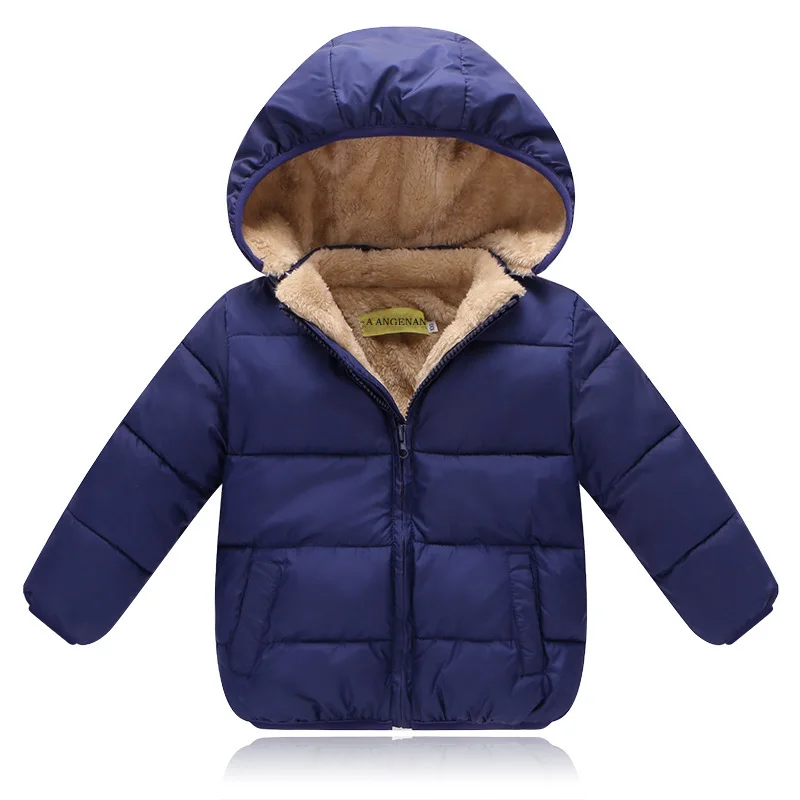 

ZWY1284 Children's Coat Winter Fleece Outdoor Jackets For Boys Girls Warming Hooded Plush Cotton Jacket Baby Boy Clothing