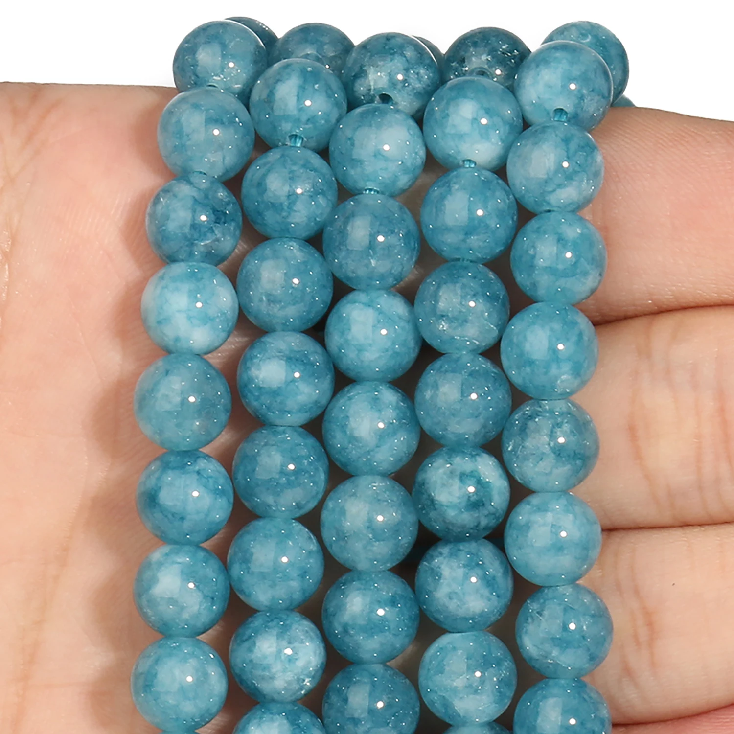 

Бусины из натурального камня, голубой халцедон, круглые свободные бусины Mienerals для изготовления ювелирных изделий «сделай сам», браслеты ру...