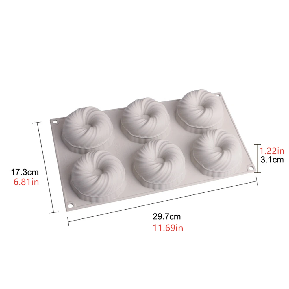 6 cavity вихревой силиконовые формы для выпечки муссов и десертов силиконовый 3D