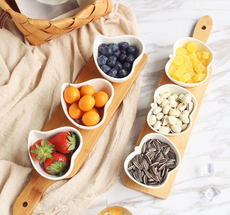 Чистый Женский деревянный поднос из бамбука креативное 3 блюда фрукты блюдо