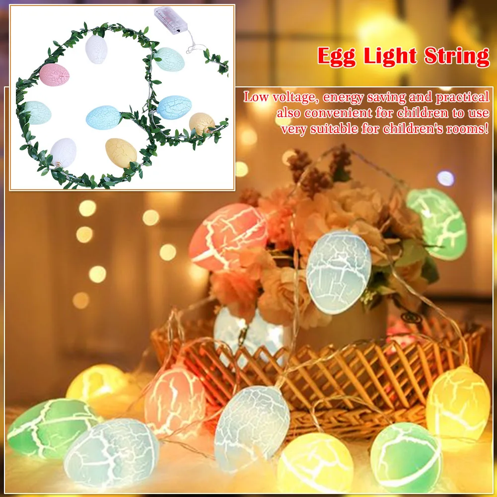 

10 LED Crack Egg Garland String Lights 2m Easter Fairy Lighting Strings for Outdoor Holiday Wedding Party Indoor Home Decoration