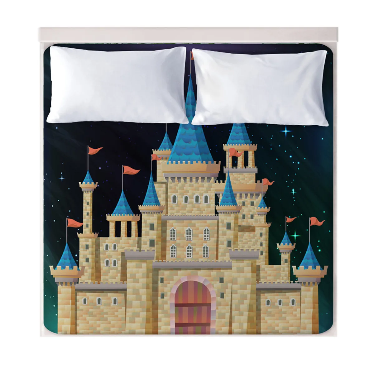 1 шт. 100% полиэстер с принтом замка простыня для матраса девочек Рождественское