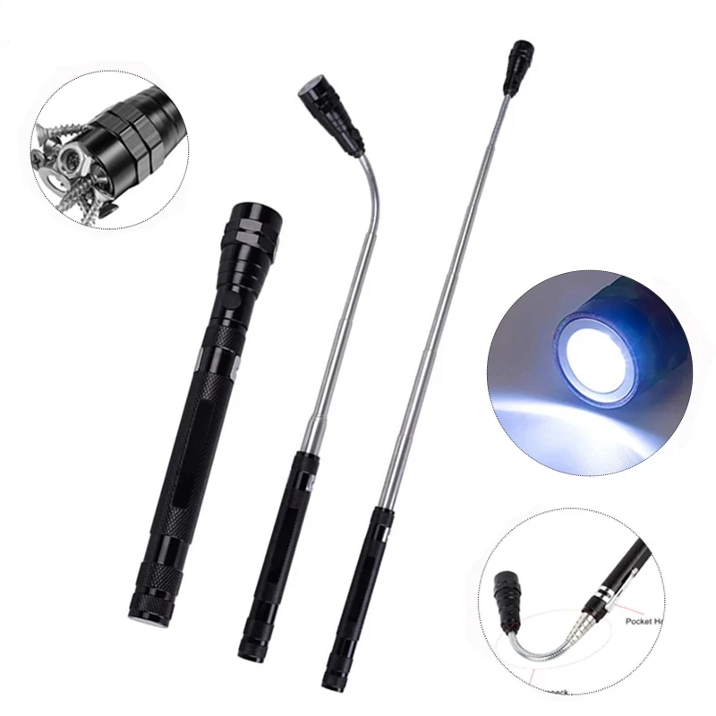

Магнитный светодиодный фонарик, фонарь фонарик с гибкой головкой, фонарик с магнитом, телескопическая Гибкая лампа с 3 светодиодами, инстру...
