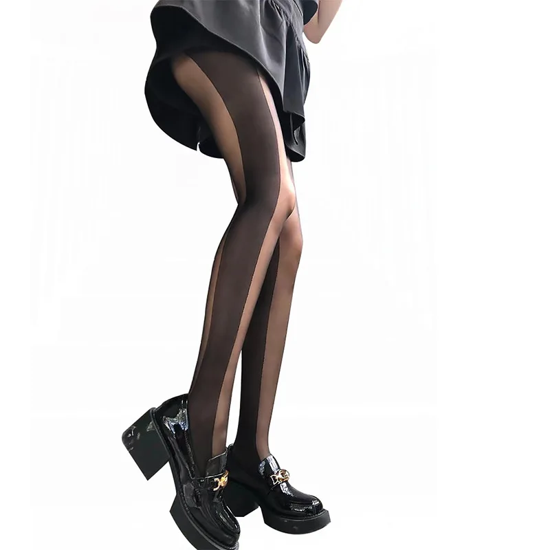 10D Thin Pantyhose Women's Sexy Fake See Through Striped Tights Summer Autumn Seamless Leggings for Female Clothing High Waisted