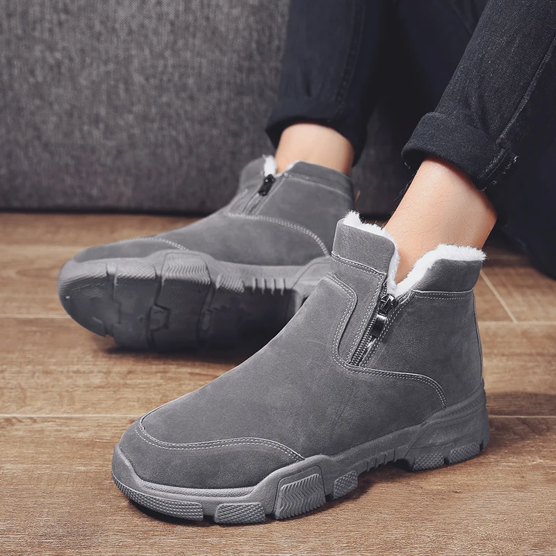 Мужские высокие ботинки с вулканизированной подошвой уличная теплая обувь для