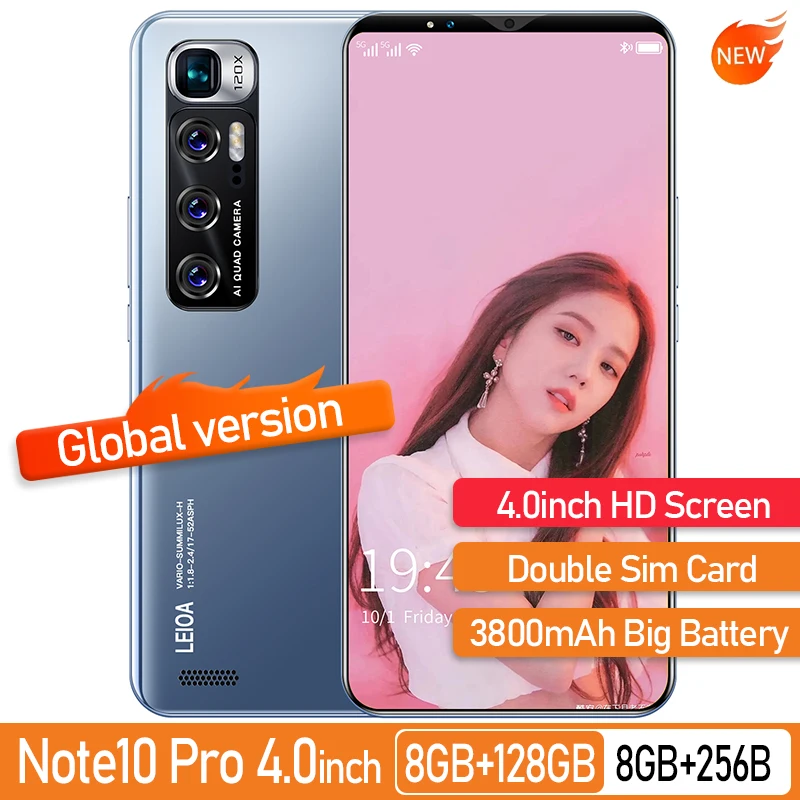 

Global Version Note10 Pro 4.0 Inch Smart Phones 8G+256G 3800mAh Android Telefones Celulares 4G Google Play Unlocked Mobile Phone