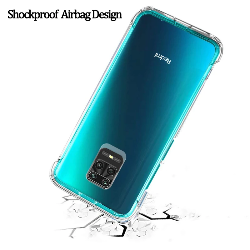 3 in 1capa стекло + подушка безопасности для чехол redmi note 9s мягкий прозрачный с анти