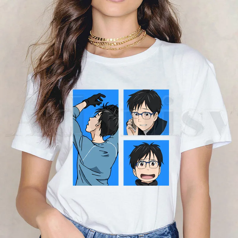 

Women's T-shirtHot Japan Anime Yuri on Ice BL Yaoi Cartoon Manga Short Sleeve Female Tops Tees Harajuku VintageT Shirts