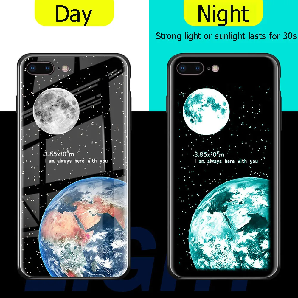 Светящийся чехол из закаленного стекла для Iphone 8 7 6 S Роскошный XS MAX XR X с