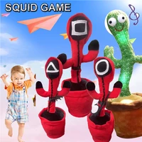 dancing squid game cactus 120 songs imitate voice repeat record plant plush toy with multi languages for kids home decoration
