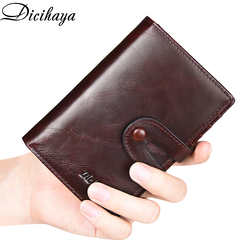

DICIHAYA Cow Leather Men Short Wallet Casual Genuine Leather Male Wallet Purse Standard Card Holders Wallets For Men Coin Bag