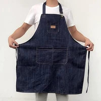 practical antifouling denim apron with pocket for working