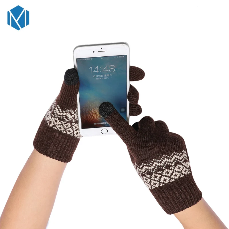 H Лидер продаж Модные Guantes для мужчин и женщин зимние теплые перчатки вязание снежинка шаблон полный палец перчатки и варежки Luvas - Цвет: Type 25