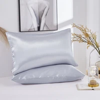 emulation silk satin pillowcase black white solid color satin imitated silk pillow cover bed throw single pillow covers