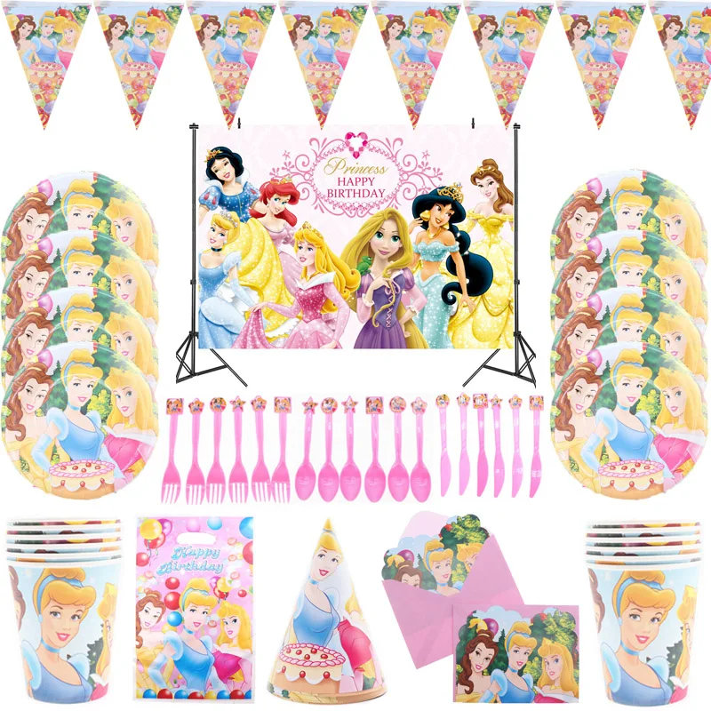 Диснеевская Принцесса искусственная кожа скатерть чашки воздушные шары