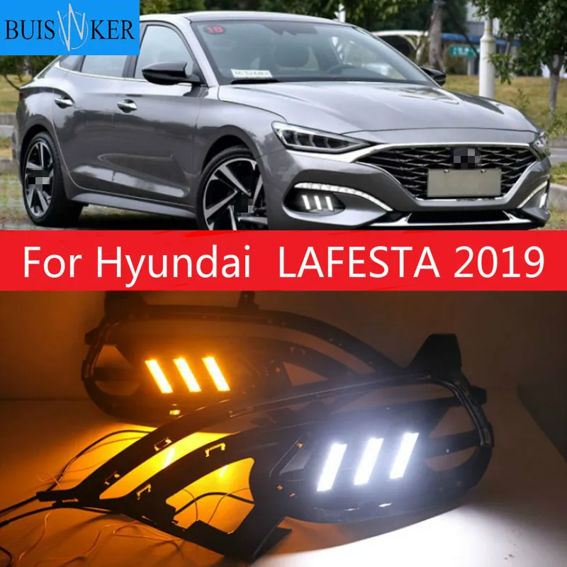 

2 предмета в комплекте, для Hyundai LAFESTA 2019 DRL Светодиодный дневной светильник колпак противотуманных фар LED DRL с желтым сигнал поворота