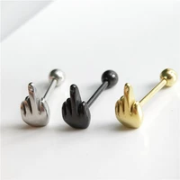 1pcs punk finger tongue rings nipple piercing stainless steel tongue barbell piercing unisex hand inlay industrial body jewelry