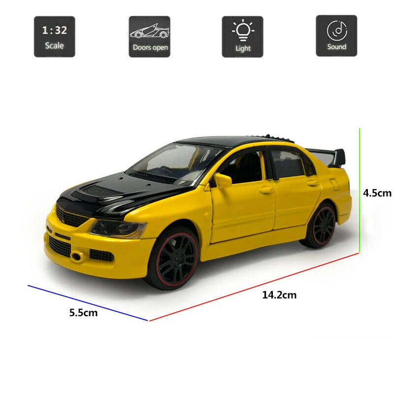 HOMMAT 1:32 Mitsubishi Lancer Evolution IX EVO черная металлическая крыша Литые и игрушечные машинки