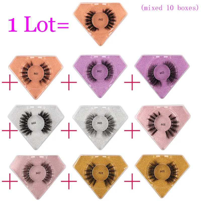 

10 pairs/lot Mix style Synthetic Hair lashes Winged Trendy Handmade Eyelash dramatic maquillage Extension faux cils Eyelashes