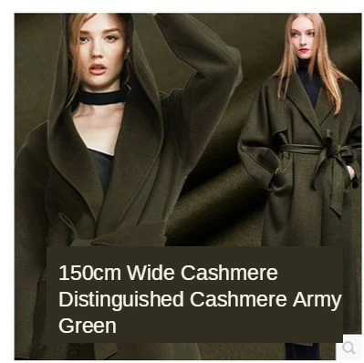 

820gsm 10% cashmere 90% superfine wool dark army green double-sided cashmere coat fabric haute couture clothing fabric