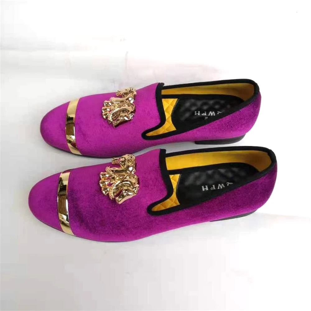 Handmade New Gold Toe Men Velvet Loafers Italy Brand Party And Wedding Dress Shoes | Обувь