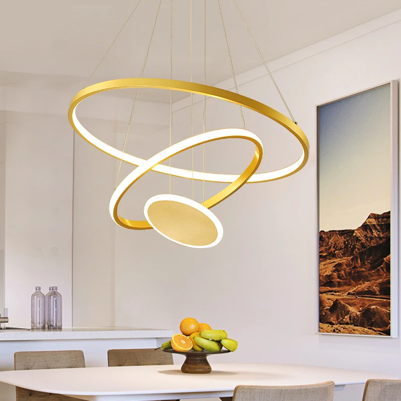 Современная светодиодный ная люстра DAR Circle черная золотая белая Светодиодный