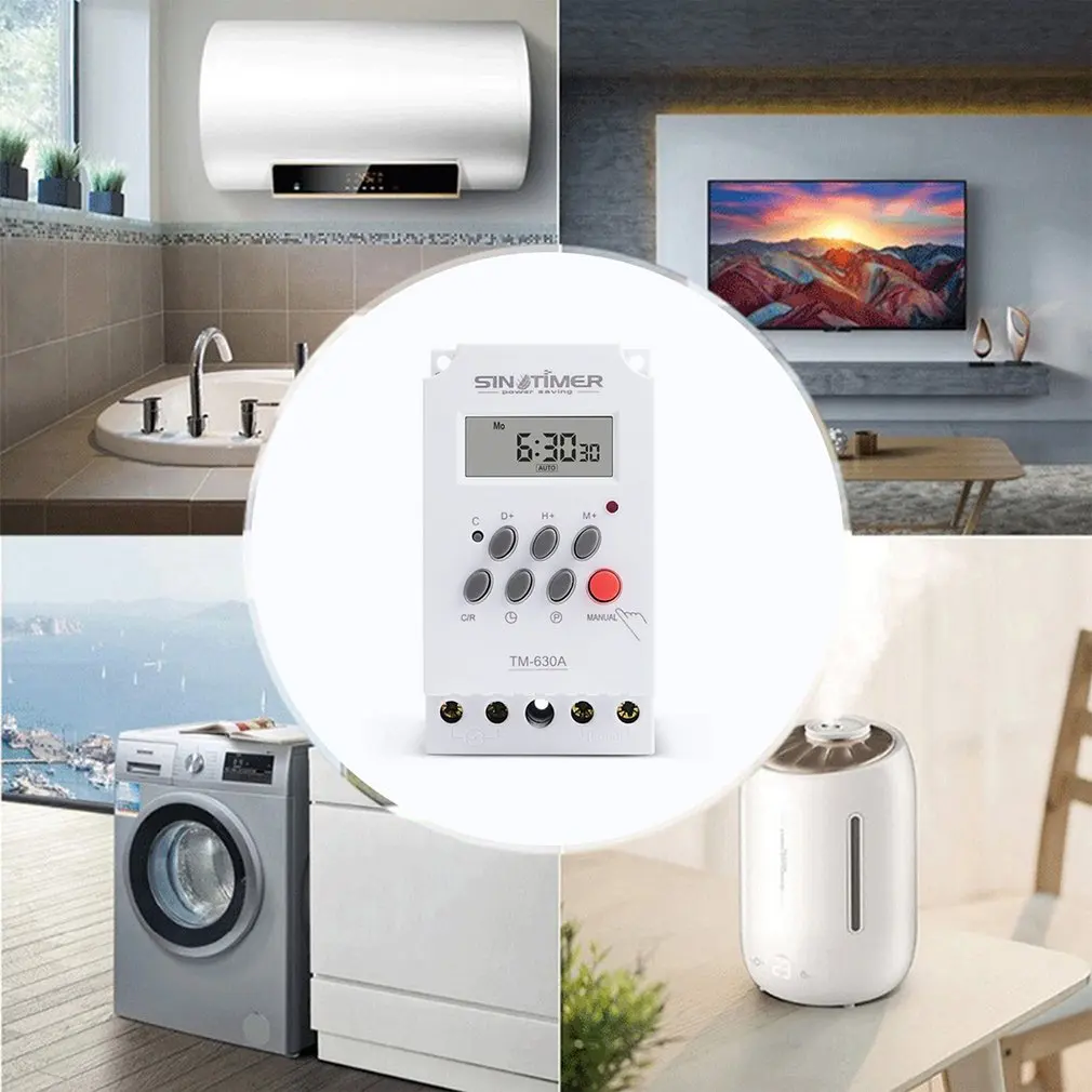 

SINOTIMER TM630A Heavy Load 30a 230vac 7 Days Weekly Digital Electronic Lighting Timer With Mini Size And Direct Output Power