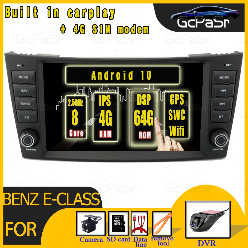 Автомобильный DVD мультимедийный плеер IPS 4G + 64G Android 10 для Mercedes Benz E class W211 E200 E220 E300 E350