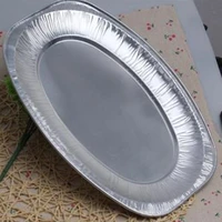 20pcs disposable oval serving plates aluminium foil tray serving dishes tableware for catering bbq banquet parties random style