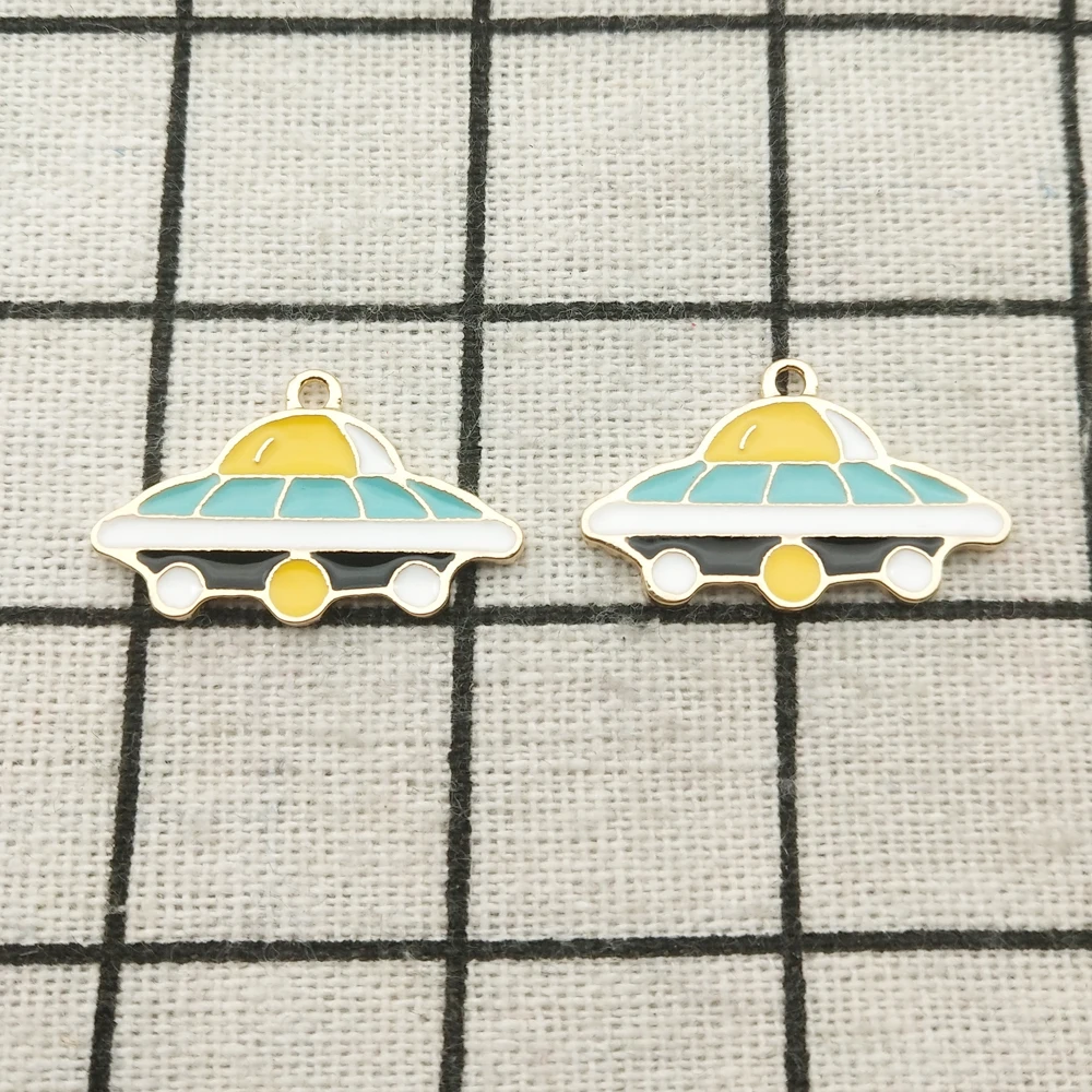 10 шт. 16x26 мм эмалированный Шарм-космический корабль, ювелирные аксессуары, серьги, подвески, браслет, ожерелье, шармы, цинковый сплав, фурнитура «сделай сам»