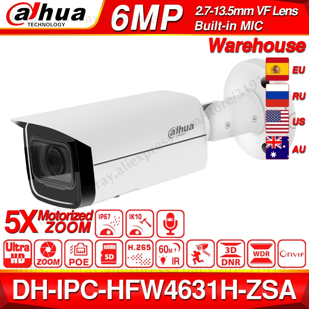 Dahua IPC-HFW4631H-ZSA 6MP ip-камера 2,7~ 13,5 мм 5X зум VF объектив обновление с IPC-HFW4431R-Z Встроенный микрофон слот для sd-карты PoE камера