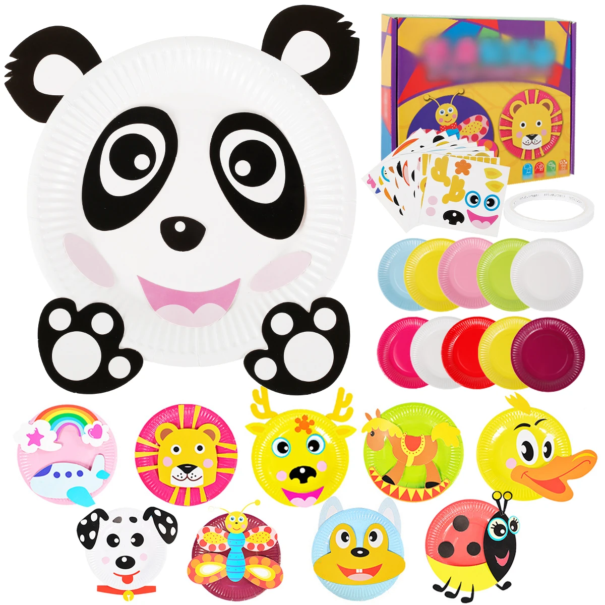 

DIY Animals Paper Plate Art Craft Kit Animal Edcuational Sticker Children Early Learning Educational Game Toys Preschool Party