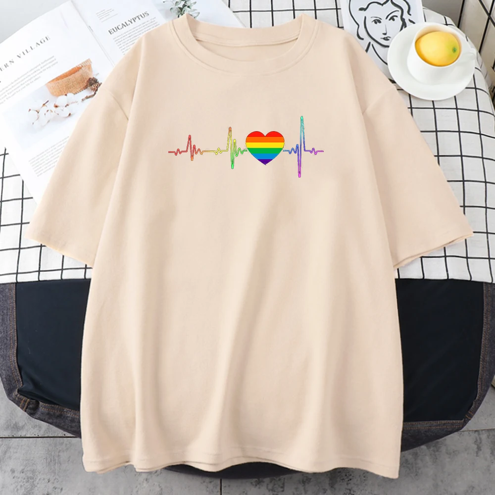 

Бьющегося сердца прекрасный Напечатанная футболка для женщин Harajuku с О-образным вырезом новые футболки 2021 Лето в готическом стиле, футболки ...