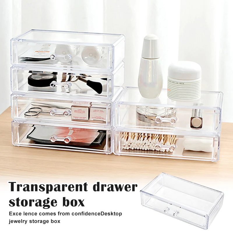 

High Quality Plastic Thicken Stackable Storage Box Drawer Type Storage Box Cosmetics Office Stationery Finishing Box