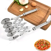 5 wheel pastry cutter stainless pizza slicer dough cutter roller cookie pastry knife divider with handle