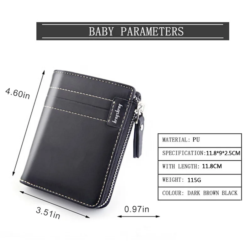 

New Men PU Leather Short Wallet With Zipper Pocket Big Capacity Card Holder Small Money Purses Wallets Coin Bag Zipper Wallet