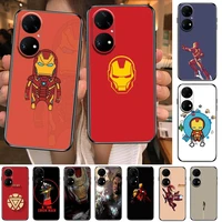 iron man cartoon phone case for huawei p50 p40 p30 p20 10 9 8 lite e pro plus black etui coque painting hoesjes comic fas