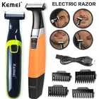 Электробритва Kemei для мужчин, мужской беспроводной триммер с лезвиями для бороды, быстрая зарядка через USB, Водонепроницаемый Профессиональный инструмент для ухода за волосами IPX7 5