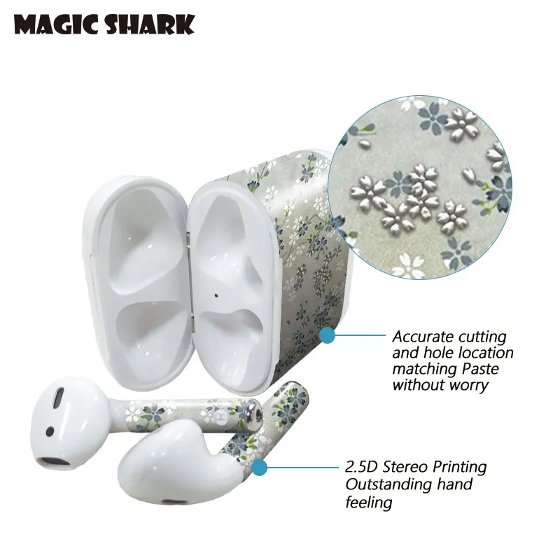 Красочная пленка Magic Shark 3m Для Apple Airpod 2.5d стикерный чехол пылезащитный