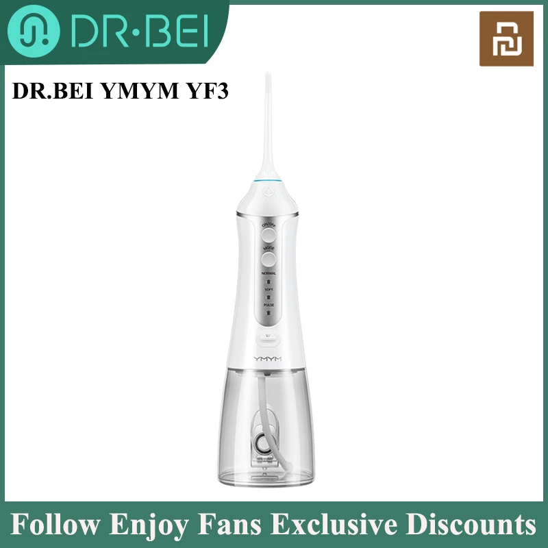 

DR.BEI YMYM YF3 Oral Irrigator Water Flosser USB Rechargeable Portable Water Jet Tank 300ML IPX7 Waterproof Teeth Cleaning Tools