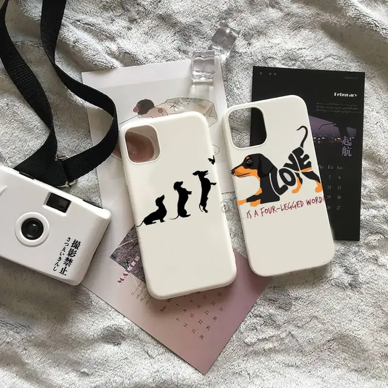 

Dachshund dog animal cute cartooon Phone Case Candy Color for iPhone 6 7 8 11 12 13 s mini pro X XS XR MAX Plus