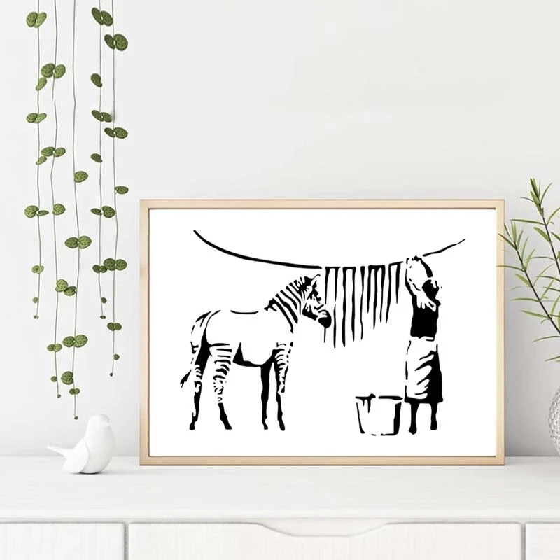 

Banksy Graffiti Art Pictures Abstract Canvas Painting Black White Wall Art Posters And Prints Modern Living Room Home Deco