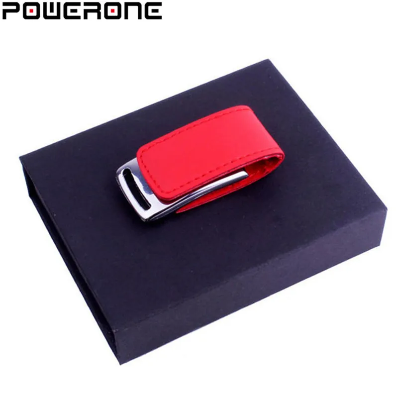 POWERONE кожаный брелок флешка с коробкой USB флеш накопитель 4 ГБ 16 32 64 модная карта
