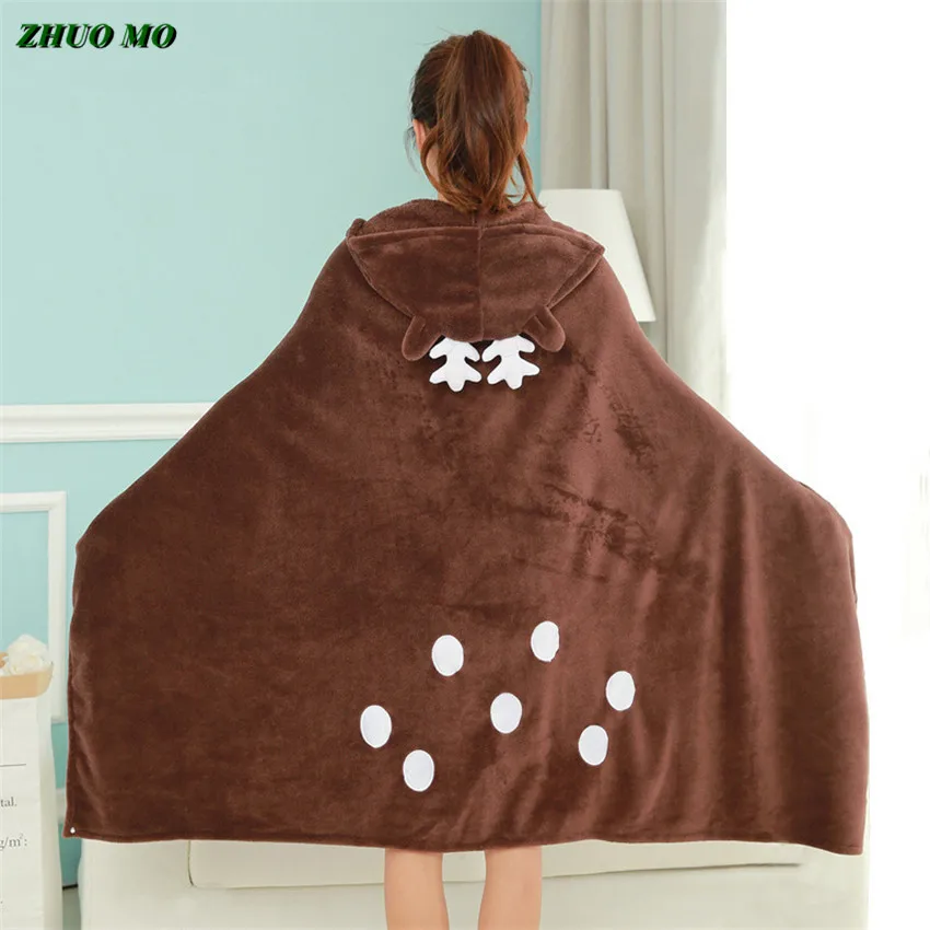 Носимое мультяшное меховое одеяло Totoro Pikachu стежка милое для кровати Коралловое