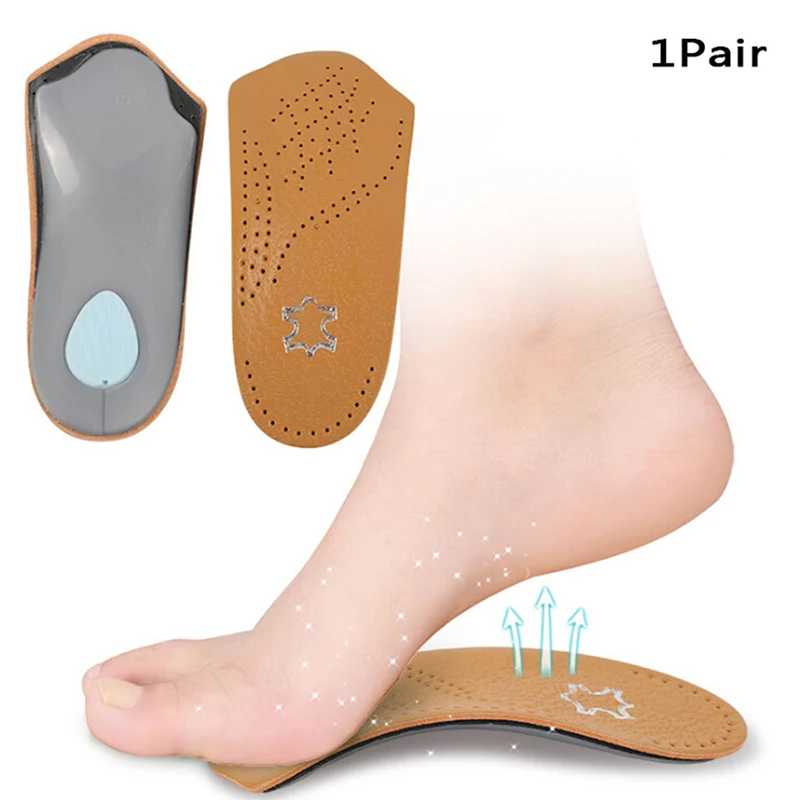 

1 Pair Unisex 3/4 Length Leather Insole Flat Foot Orthotic Insoles Insoles Half Shoe Pad Hot Sale New Foot Tool Arch Support