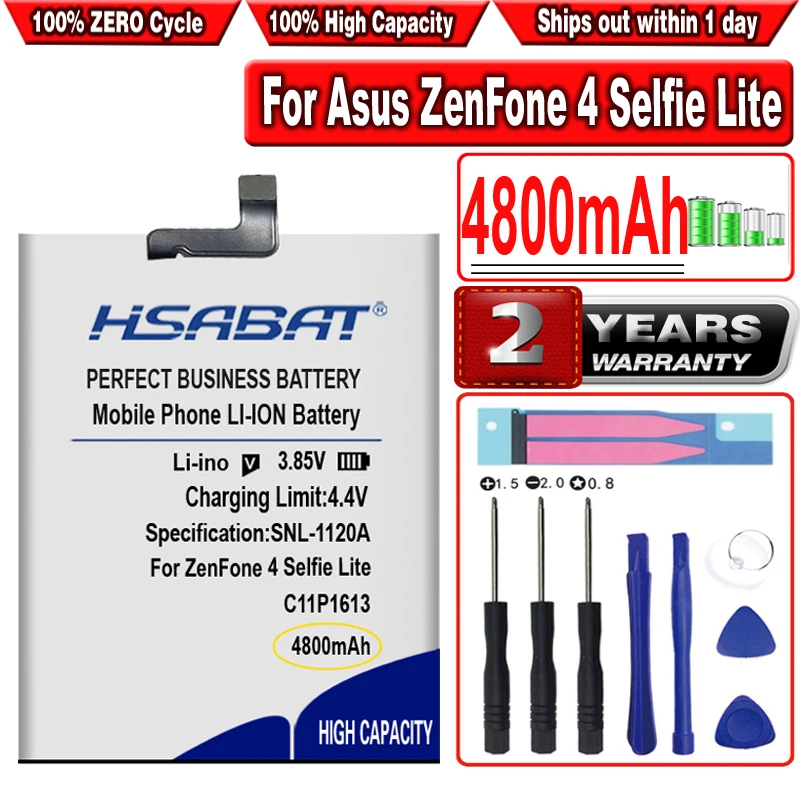 

HSABAT 4800mAh C11P1613 Battery for Asus 4 Selfie Lite Dual SIM LTE,ZB520KL,ZenFone 4 Selfie Lite