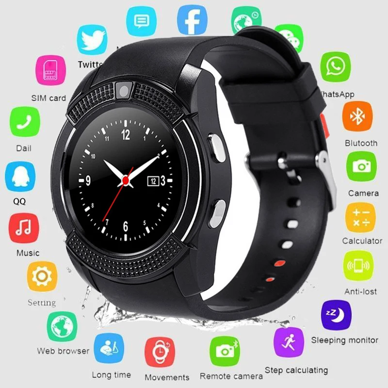 

V8 Round Women Smartwatch Sport Men Bracelet Waterproof Pedometer Smart Watch 2021 With Sim Card 2G Call Phone Can Set Language