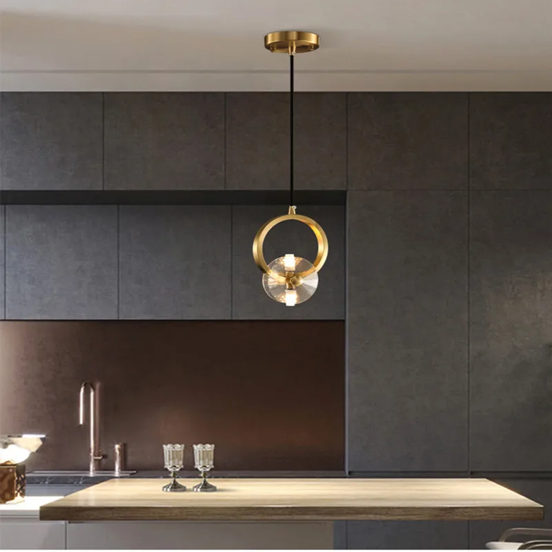 

Minimalist Led Pendant Lights Copper Hanging Lamp Crystal Dining room Light Nordic Pendant Lamp For Bedroom Kitchen suspension