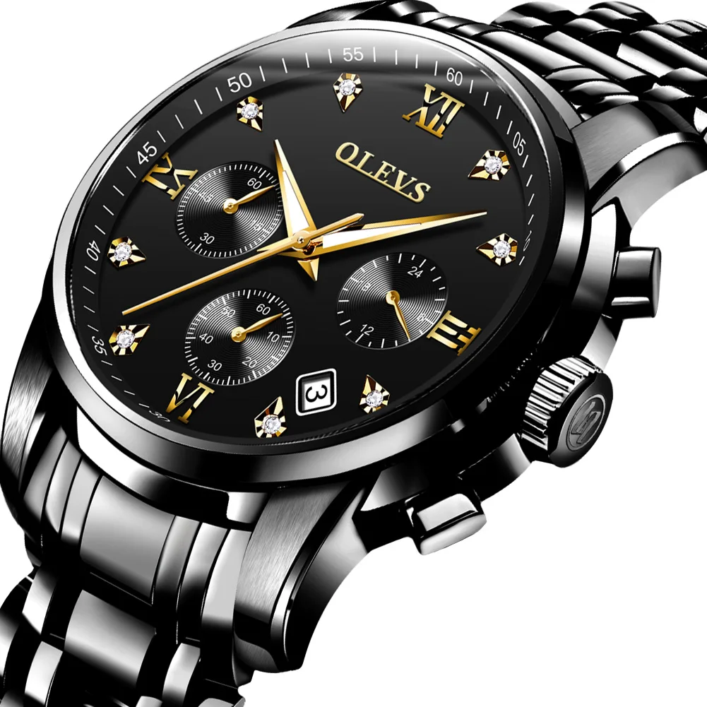 OLEVS Топ бренд водонепроницаемые часы для мужчин кварцевые Дата Календарь