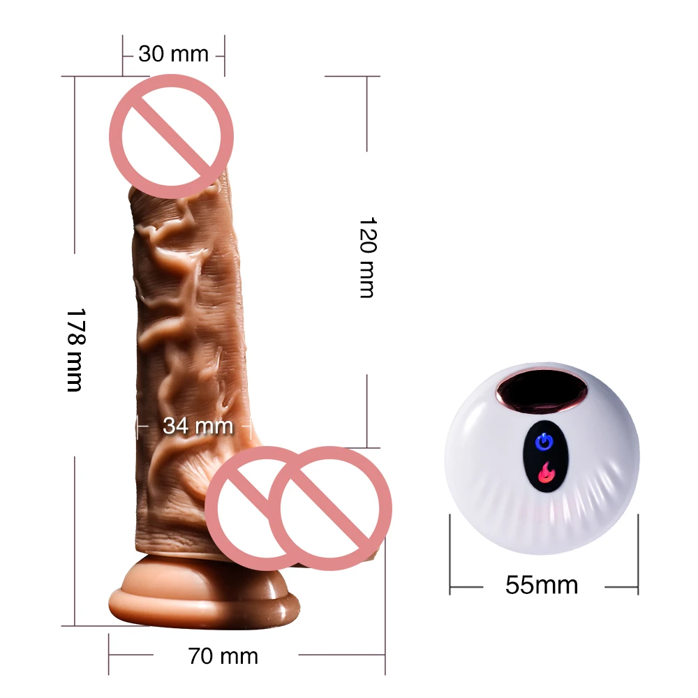 178 мм огромный вибрирующий реалистичный фаллоимитатор с подогревом беспроводной